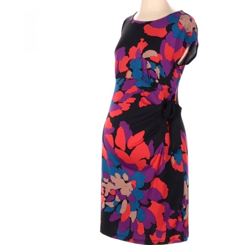 Liz Lange Maternity colorful abstract print stretch dress size small